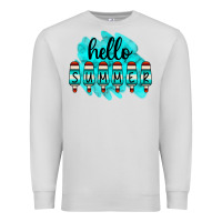 Dove Grey Hello Summer Serape Turquoise Premium Sweatshirt - CowCowDesign