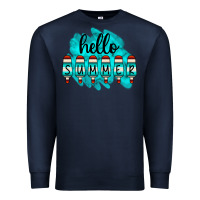 Navy Hello Summer Serape Turquoise Premium Sweatshirt - CowCowDesign