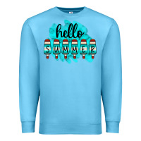 Ocean Blue Hello Summer Serape Turquoise Premium Sweatshirt - CowCowDesign