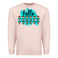 Pale Pink Hello Summer Serape Turquoise Premium Sweatshirt - CowCowDesign