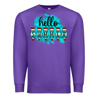 Purple Hello Summer Serape Turquoise Premium Sweatshirt - CowCowDesign