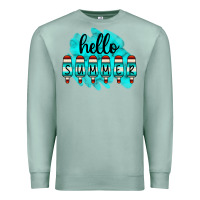 Seafoam Hello Summer Serape Turquoise Premium Sweatshirt - CowCowDesign