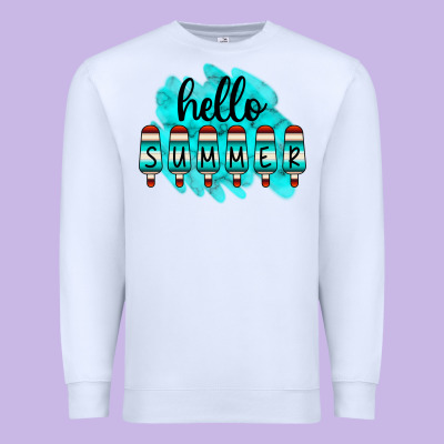 Hello Summer Serape Turquoise Premium Sweatshirt Designed By Cowcowdesign