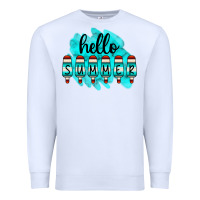 White Hello Summer Serape Turquoise Premium Sweatshirt - CowCowDesign