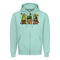 Seafoam Army Gnomes 4th of july Zipper Hoodie - HowdyJamesFarm