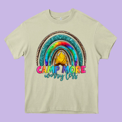 Camp More Worry Less Heavy Core Tee Designed By Artiststas