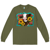 Army Green western cow sunflowers serape leopard Long Sleeve Tee - RanaPortraitStore