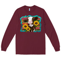 Burgundy western cow sunflowers serape leopard Long Sleeve Tee - RanaPortraitStore