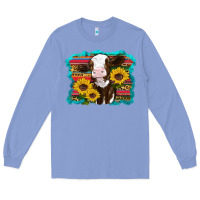 Colony Blue western cow sunflowers serape leopard Long Sleeve Tee - RanaPortraitStore