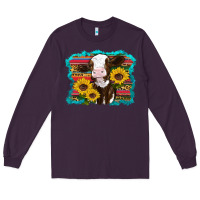 Plum western cow sunflowers serape leopard Long Sleeve Tee - RanaPortraitStore