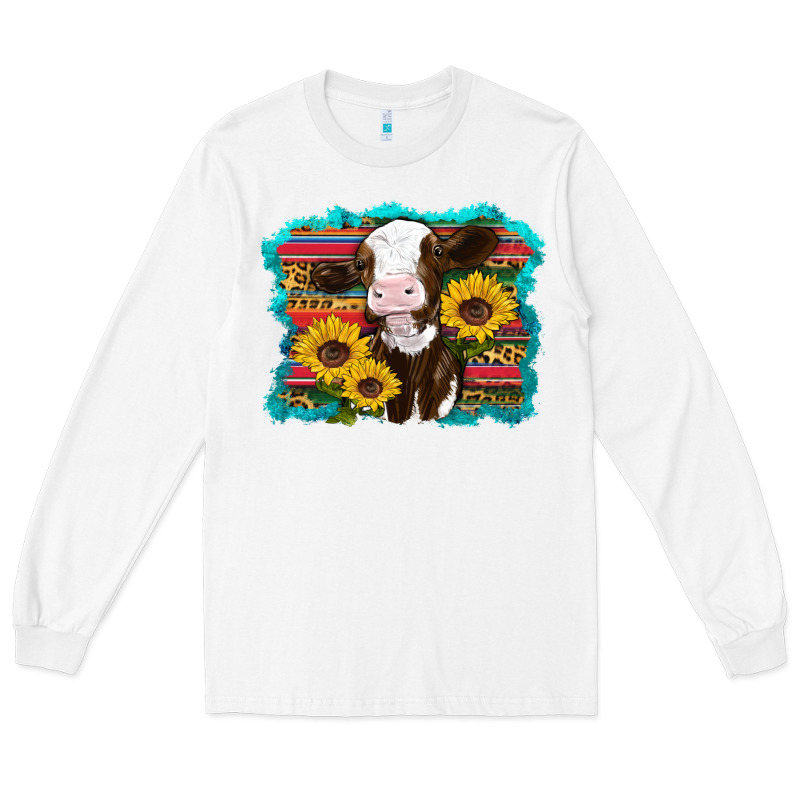 Western Cow Sunflowers Serape Leopard Long Sleeve Tee by RanaPortraitStore | Teevron