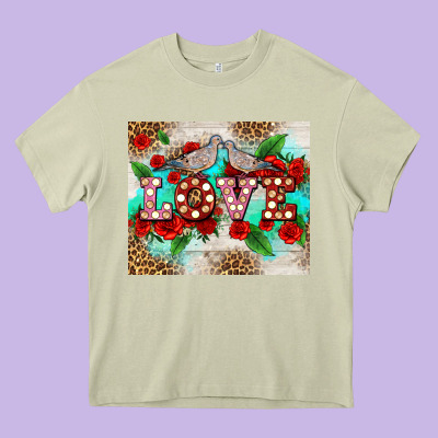 Love Birds And Love With Ross Heavy Core Tee Designed By Adodesignshop