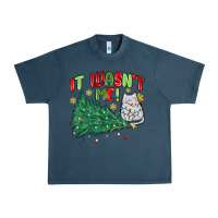 Midnight Navy it wasn't me! christmas cat Urban Heavy Tee - MaliasSmallBusiness