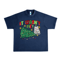 Navy it wasn't me! christmas cat Urban Heavy Tee - MaliasSmallBusiness