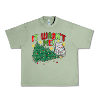 Oil Green it wasn't me! christmas cat Urban Heavy Tee - MaliasSmallBusiness