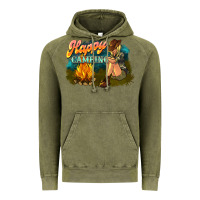 Vintage Olive happy camping Vintage Hoodie - NancyCooperArtShop