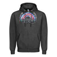 Charcoal Heather American rainbow Zipper Hoodie - HowdyJamesFarm