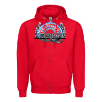 Red American rainbow Zipper Hoodie - HowdyJamesFarm