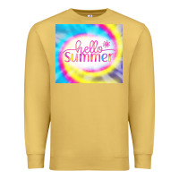 Antique Gold Hello Summer Tie Dye Tumbler Premium Sweatshirt - CowCowDesign