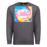 Charcoal Heather Hello Summer Tie Dye Tumbler Premium Sweatshirt - CowCowDesign