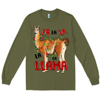 Army Green christmas llama Long Sleeve Tee - LillyAllenDesigns