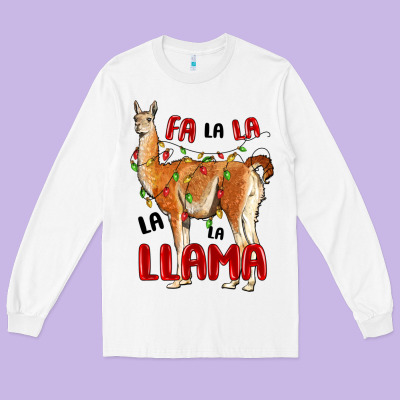 Christmas Llama Long Sleeve Tee Designed By Lillyallendesigns