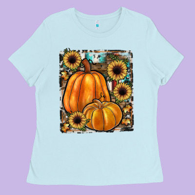 Sunflowers, Pumpkin, Cowhide, Serape Ladies Tee Designed By Jahusdesignshop
