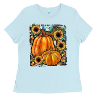 Baby Blue sunflowers, pumpkin, cowhide, serape Ladies Tee - JahusDesignShop
