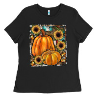 Black sunflowers, pumpkin, cowhide, serape Ladies Tee - JahusDesignShop
