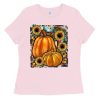 Bubblegum Pink sunflowers, pumpkin, cowhide, serape Ladies Tee - JahusDesignShop