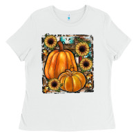 White sunflowers, pumpkin, cowhide, serape Ladies Tee - JahusDesignShop