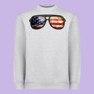 Amerıcan Flag Glasses Heavyweight Sweatshirt Designed By Barkaloodesign