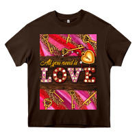 Chocolate Brown all you need is love Heavy Core Tee - AdoDesignShop