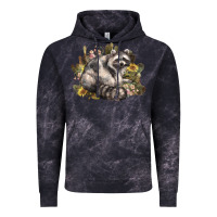 Cloud Black floral racoon western Vintage Hoodie - NancyCooperArtShop