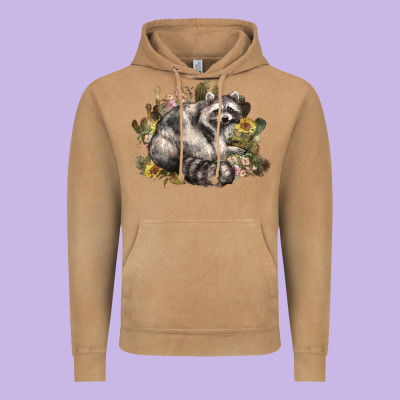 Floral Racoon Western Vintage Hoodie Designed By Nancycooperartshop