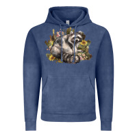 Vintage Denim floral racoon western Vintage Hoodie - NancyCooperArtShop