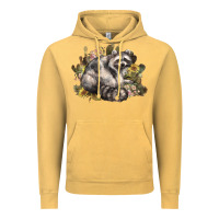 Vintage Mustard floral racoon western Vintage Hoodie - NancyCooperArtShop