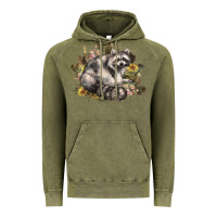 Vintage Olive floral racoon western Vintage Hoodie - NancyCooperArtShop