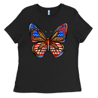 Black 4th of july butterfly Ladies Tee - BundleAndBundleShop