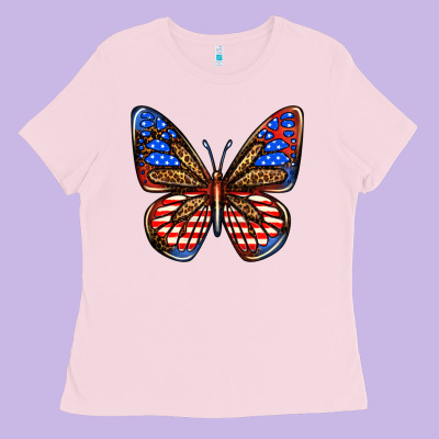 4th Of July Butterfly Ladies Tee Designed By Bundleandbundleshop