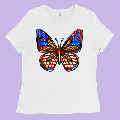 4th Of July Butterfly Ladies Tee Designed By Bundleandbundleshop