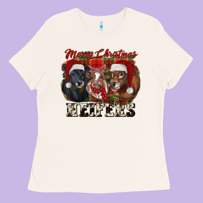 Merry Christmas Heifers Ladies Tee Designed By Ranaportraitstore