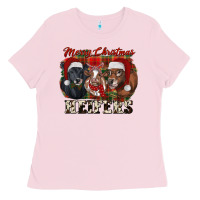 Bubblegum Pink Merry Christmas Heifers Ladies Tee - RanaPortraitStore