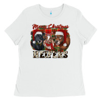 White Merry Christmas Heifers Ladies Tee - RanaPortraitStore
