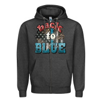 Charcoal Heather Back to blue 4th of july Zipper Hoodie - HowdyJamesFarm