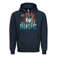 Navy Back to blue 4th of july Zipper Hoodie - HowdyJamesFarm
