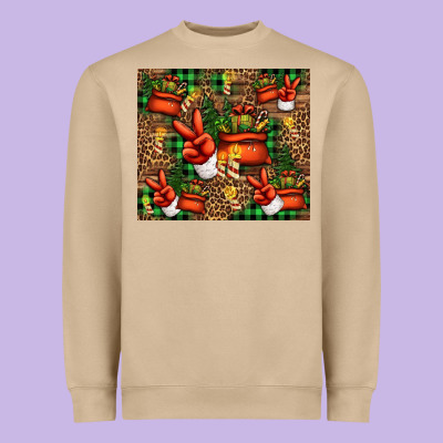 Christmas Santa Claus Peace Hand Heavyweight Sweatshirt Designed By Jasminsmagicworld
