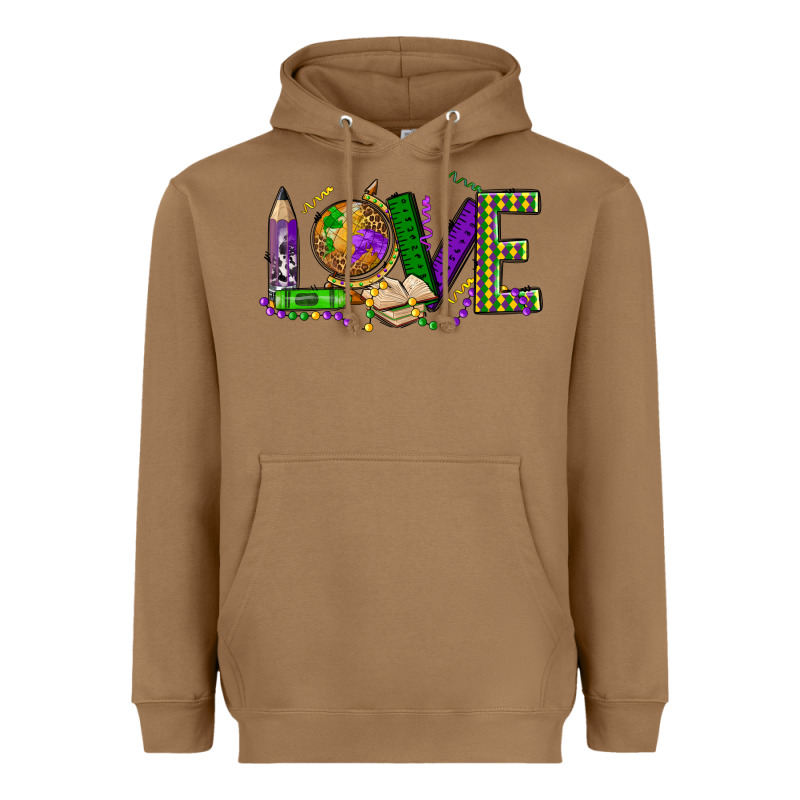 Love Teacher Mardi Gras Heavyweight Hoodie by OliviaCreatesArt | Teevron