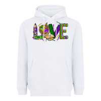 White love teacher mardi gras Heavyweight Hoodie - OliviaCreatesArt