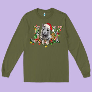 Russian Blue Cat Joy Long Sleeve Tee Designed By Lillyallendesigns
